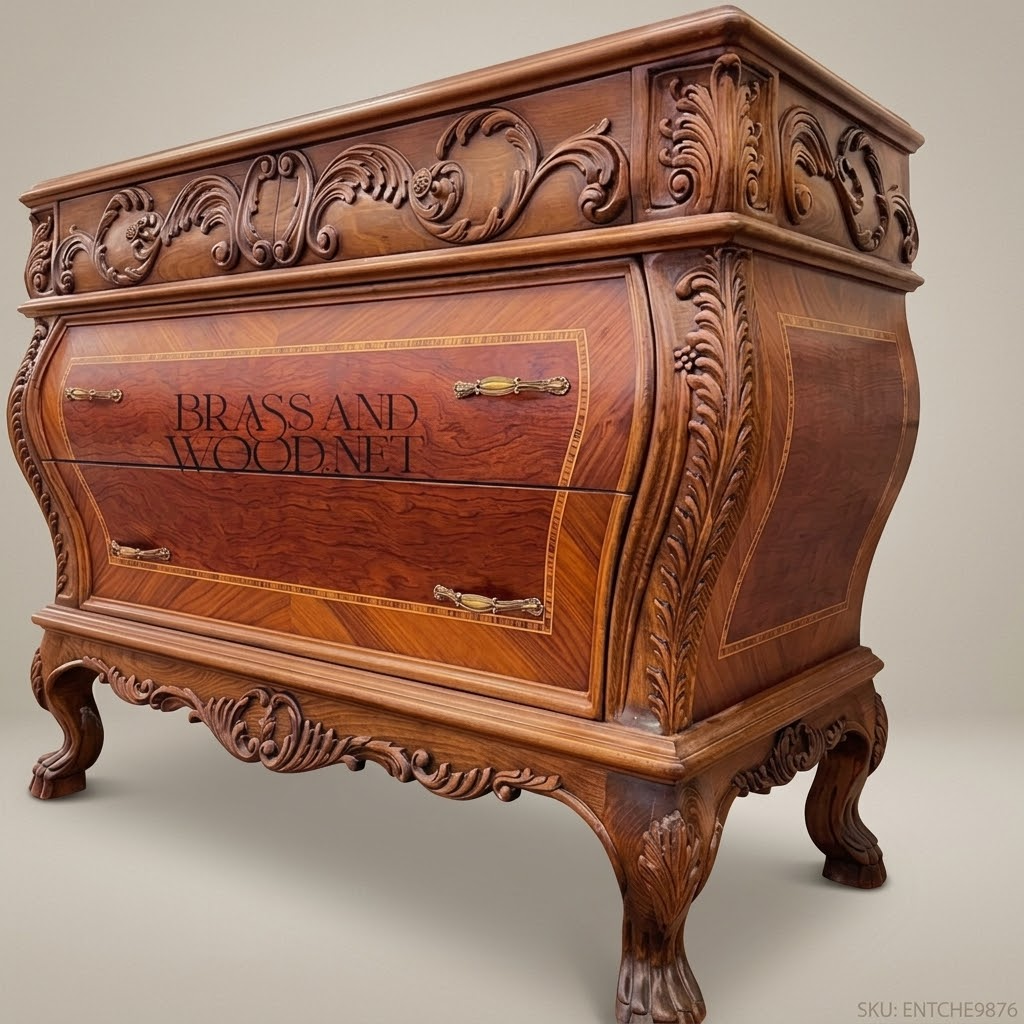 Louis XV Rococo Bombe Commode with Hand-Carved Acanthus Frieze