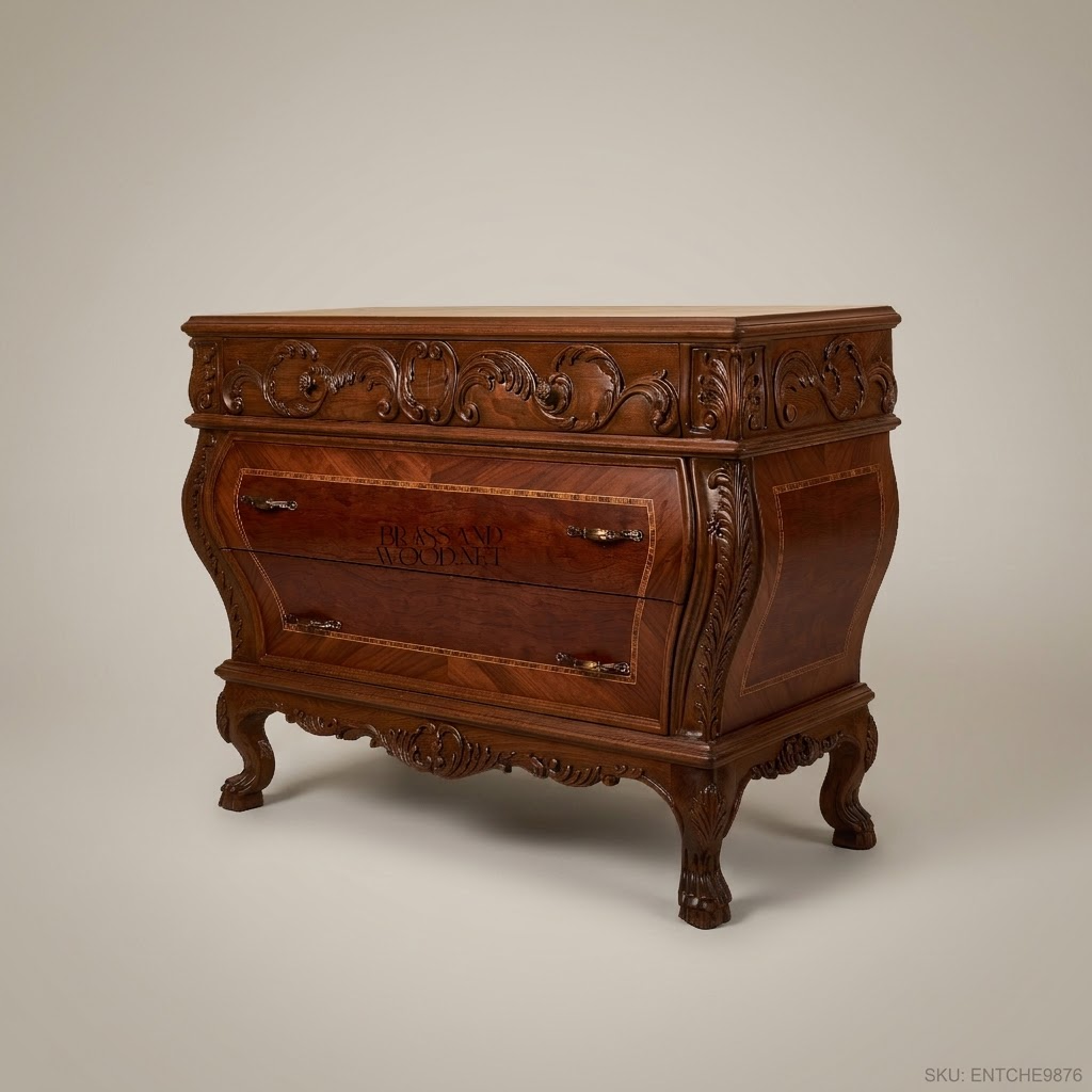 Louis XV Rococo Bombe Commode with Hand-Carved Acanthus Frieze