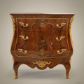 Louis XV Rococo Bombe Commode with Floral Marquetry & Gilt Bronze Mounts
