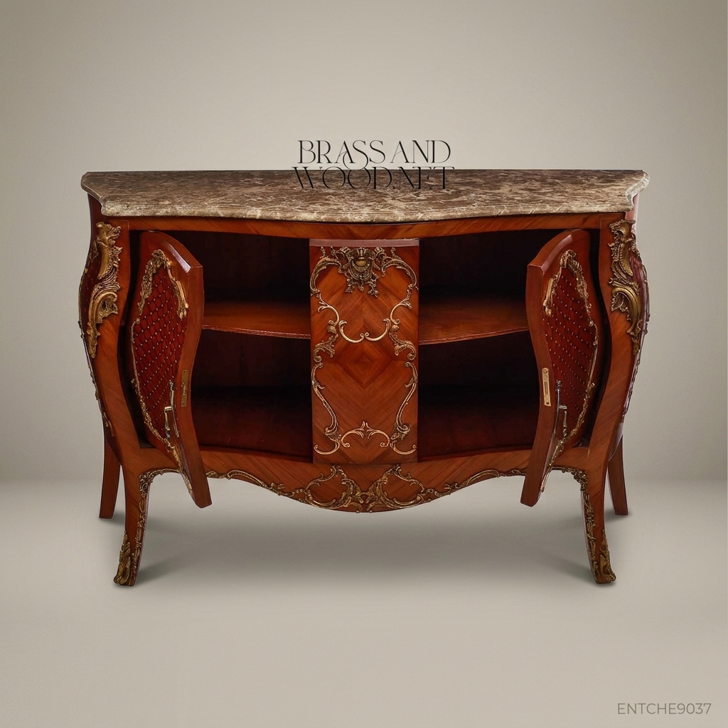 Louis XV Rococo Bombe Commode with Marble Top & Gilt Bronze Mounts