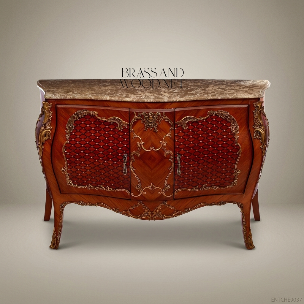 Louis XV Rococo Bombe Commode with Marble Top & Gilt Bronze Mounts