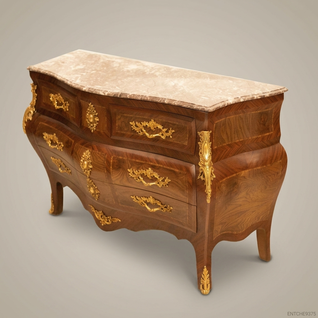 Louis XV Bombe Commode with Marble Top & Gilded Brass Mounts