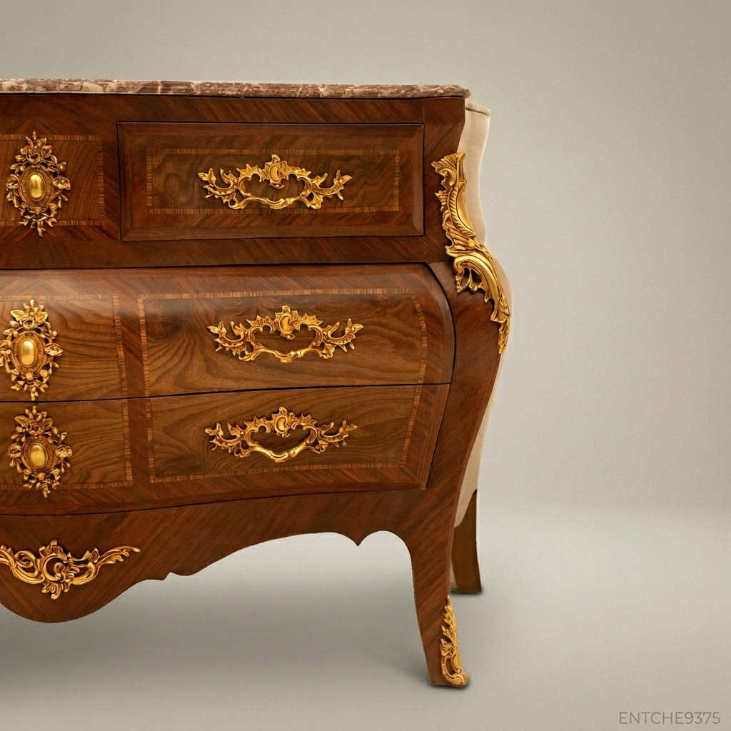Louis XV Bombe Commode with Marble Top & Gilded Brass Mounts