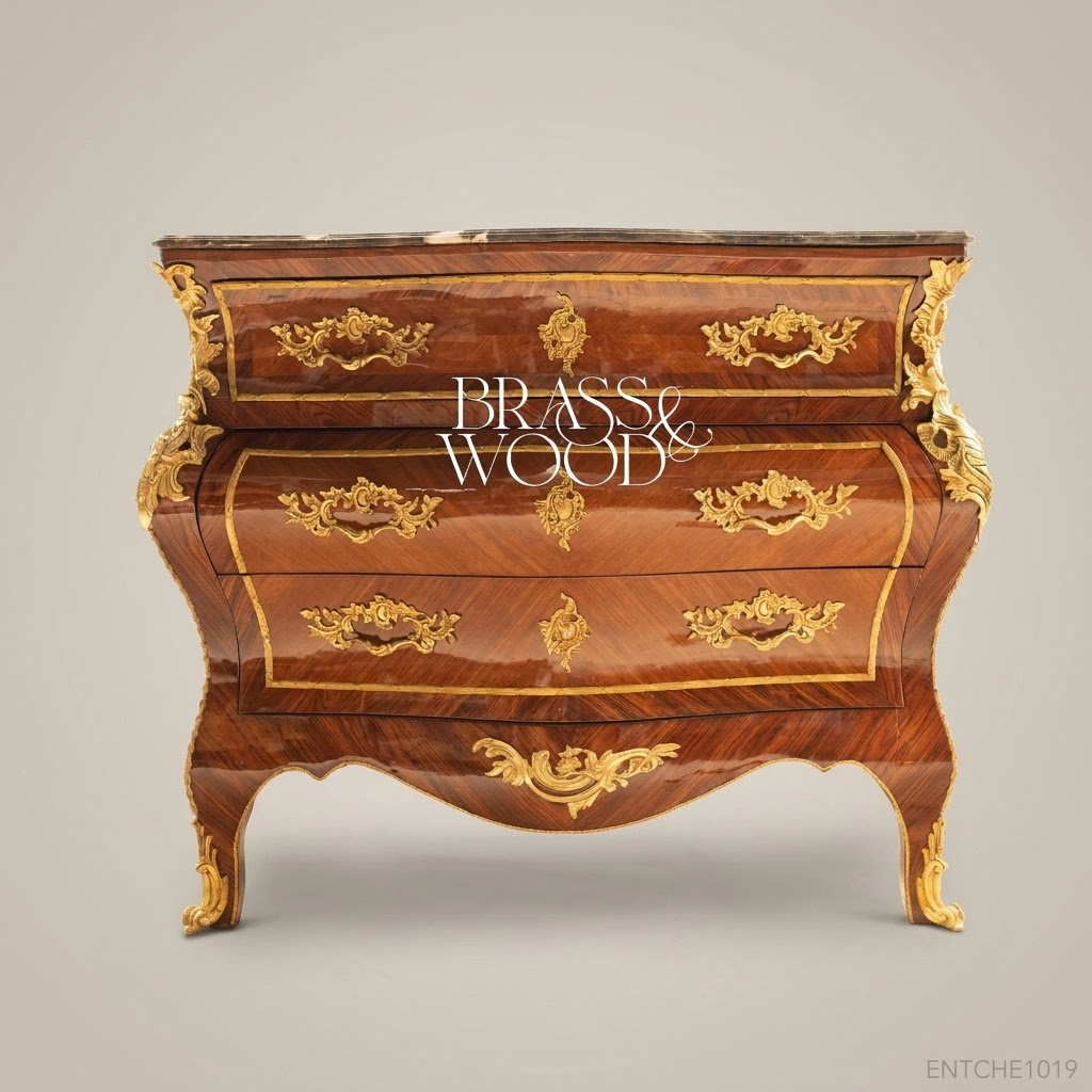 Louis XV Bombe Commode with Gilt Bronze Mounts & Marble Top