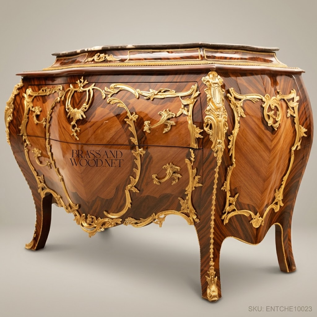 Louis XV Rococo Bombe Commode with Gilt Bronze Mounts & Marble Top