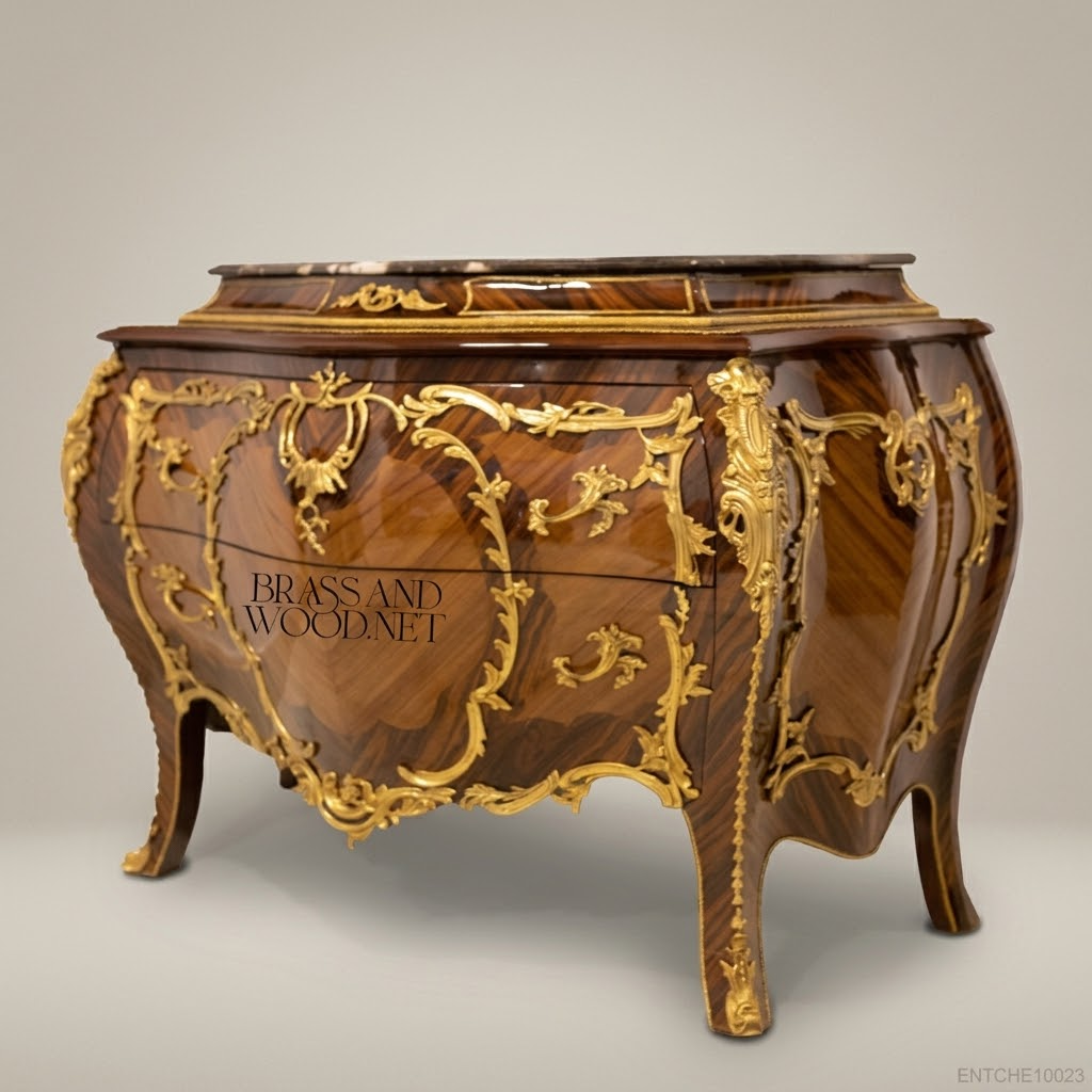 Louis XV Rococo Bombe Commode with Gilt Bronze Mounts & Marble Top