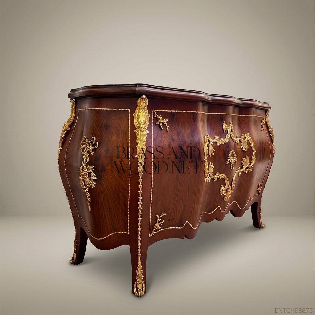 Louis XV Rococo Bombe Commode with Gilt Brass Ormolu Mounts
