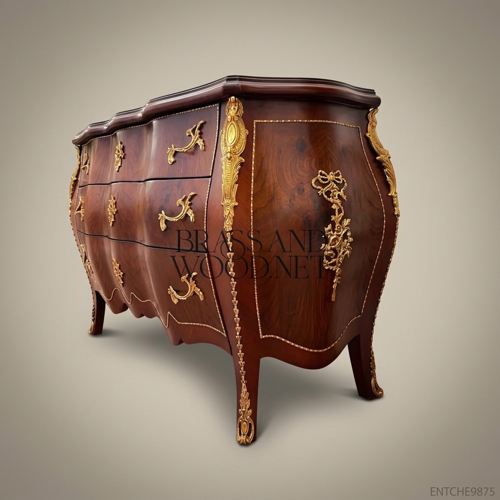 Louis XV Rococo Bombe Commode with Gilt Brass Ormolu Mounts
