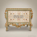 Louis XV Rococo Bombé Nightstand with Hand-Painted Floral Scrollwork & Gilt Relief Carvings