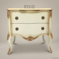 Louis XV Rococo Bombé Nightstand — Ivory Lacquer with Antique Gold Carved Acanthus
