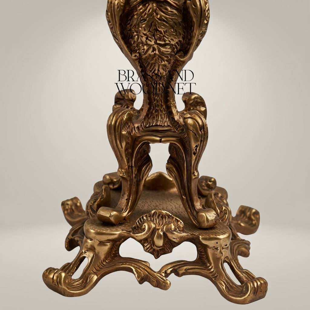 Louis XV Rococo Brass Candelabra - 5-Arm Acanthus & Rocaille Scrollwork — Antique Gold
