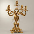 Louis XV Rococo Brass Candelabra - 5-Arm Acanthus & Rocaille Scrollwork — Gold