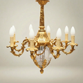 Louis XV Rococo Brass & Crystal 8-Arm Chandelier with Acanthus Scrollwork — Gold