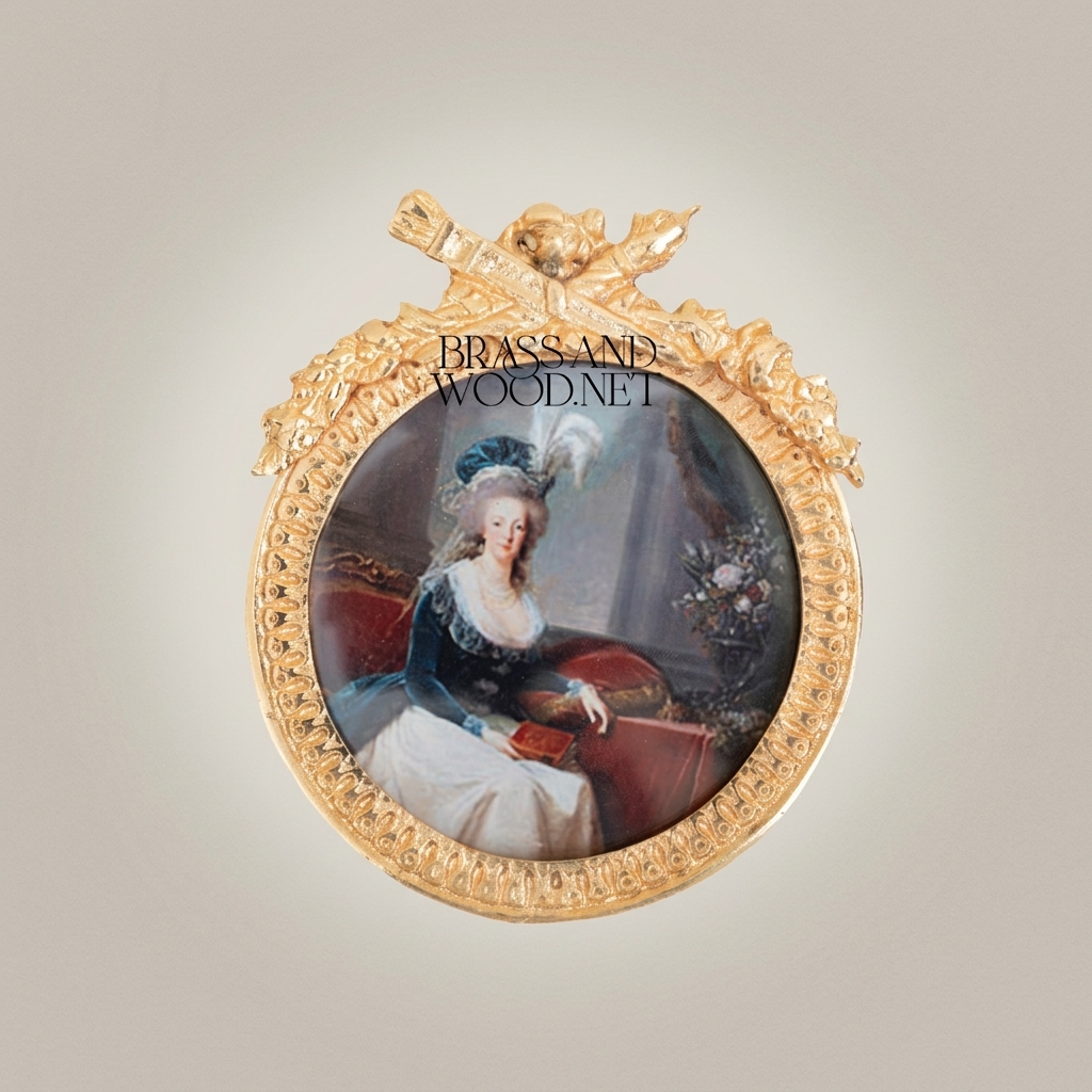 Louis XV Rococo Brass Oval Picture Frame - Acanthus Crown & Scroll Pedestal — Gold
