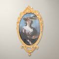 Louis XV Rococo Brass Oval Picture Frame - Acanthus Crown & Scroll Pedestal — Gold