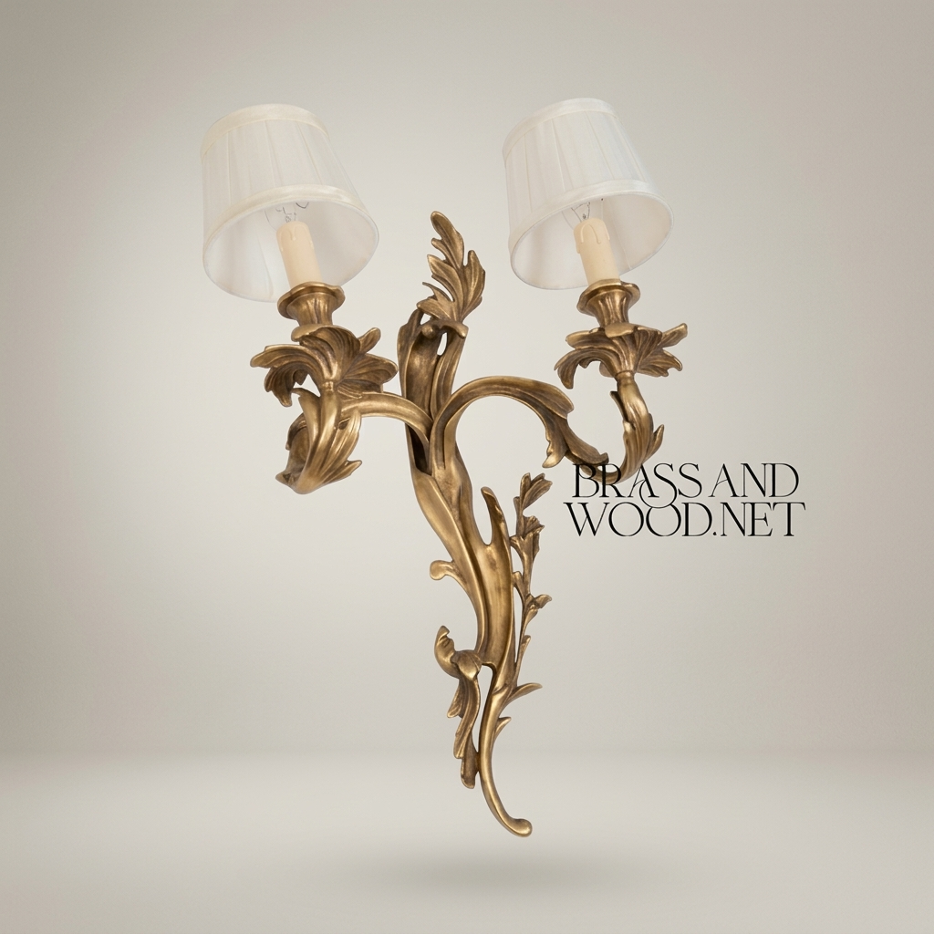 Louis XV Rococo Brass Wall Sconce - Twin-Arm Acanthus Scroll — Antique Gold