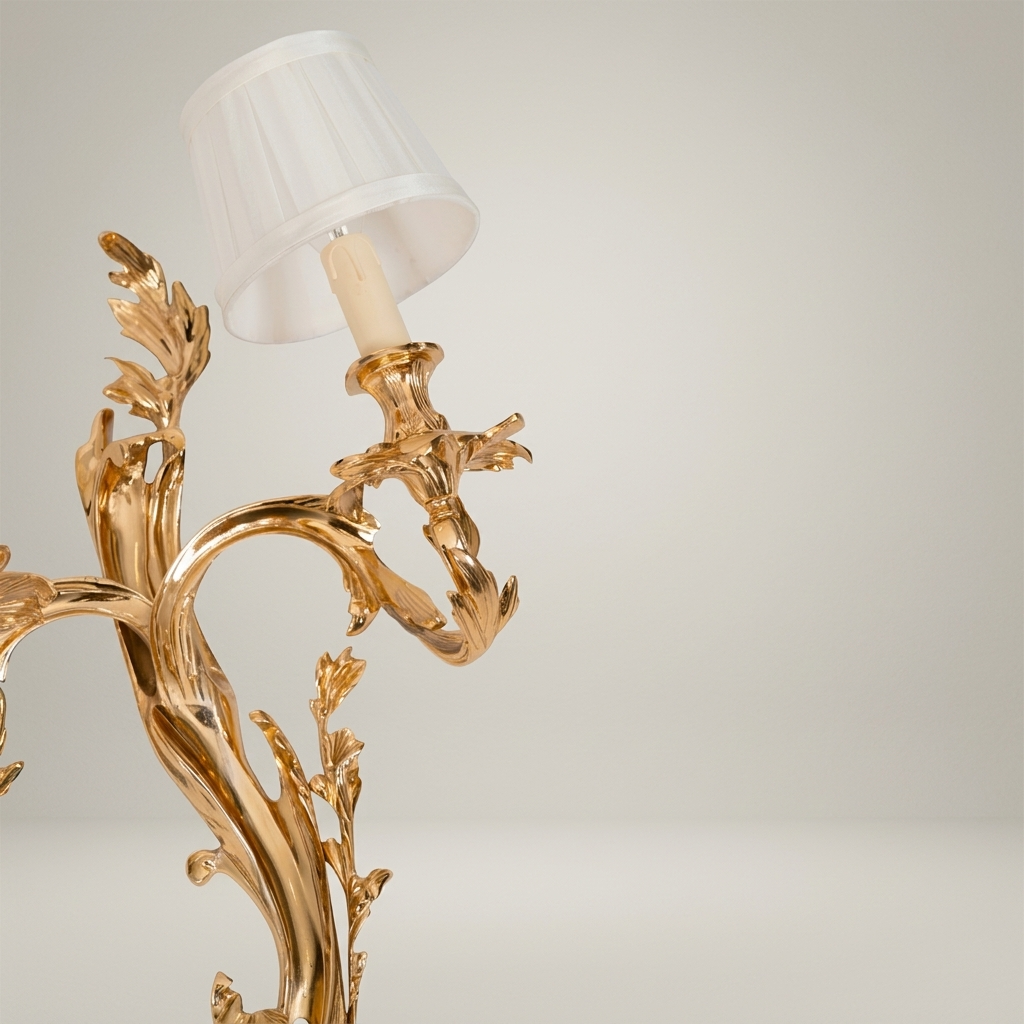 Louis XV Rococo Brass Wall Sconce - Twin-Arm Acanthus Scroll