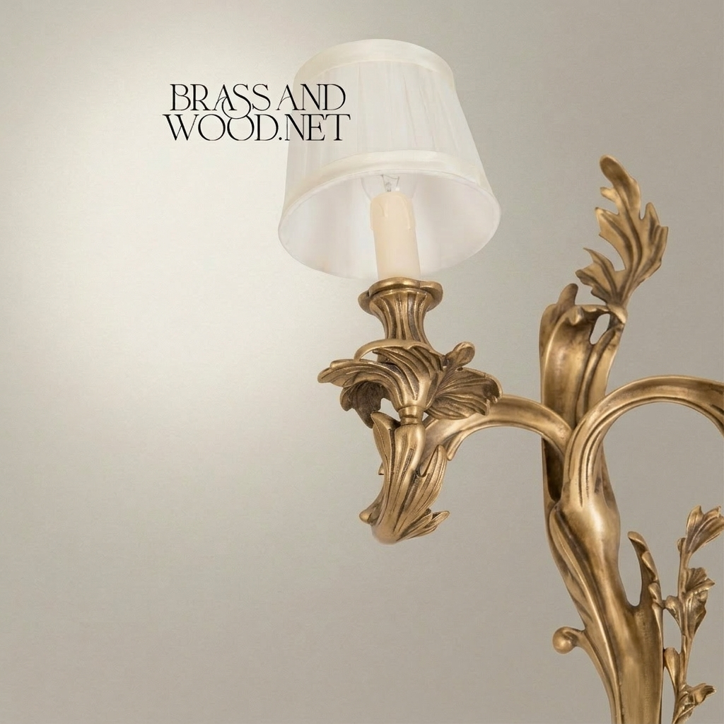Louis XV Rococo Brass Wall Sconce - Twin-Arm Acanthus Scroll — Antique Gold