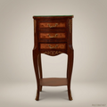 Louis XV Rococo Marquetry Nightstand with Brass Ormolu & Glass Top