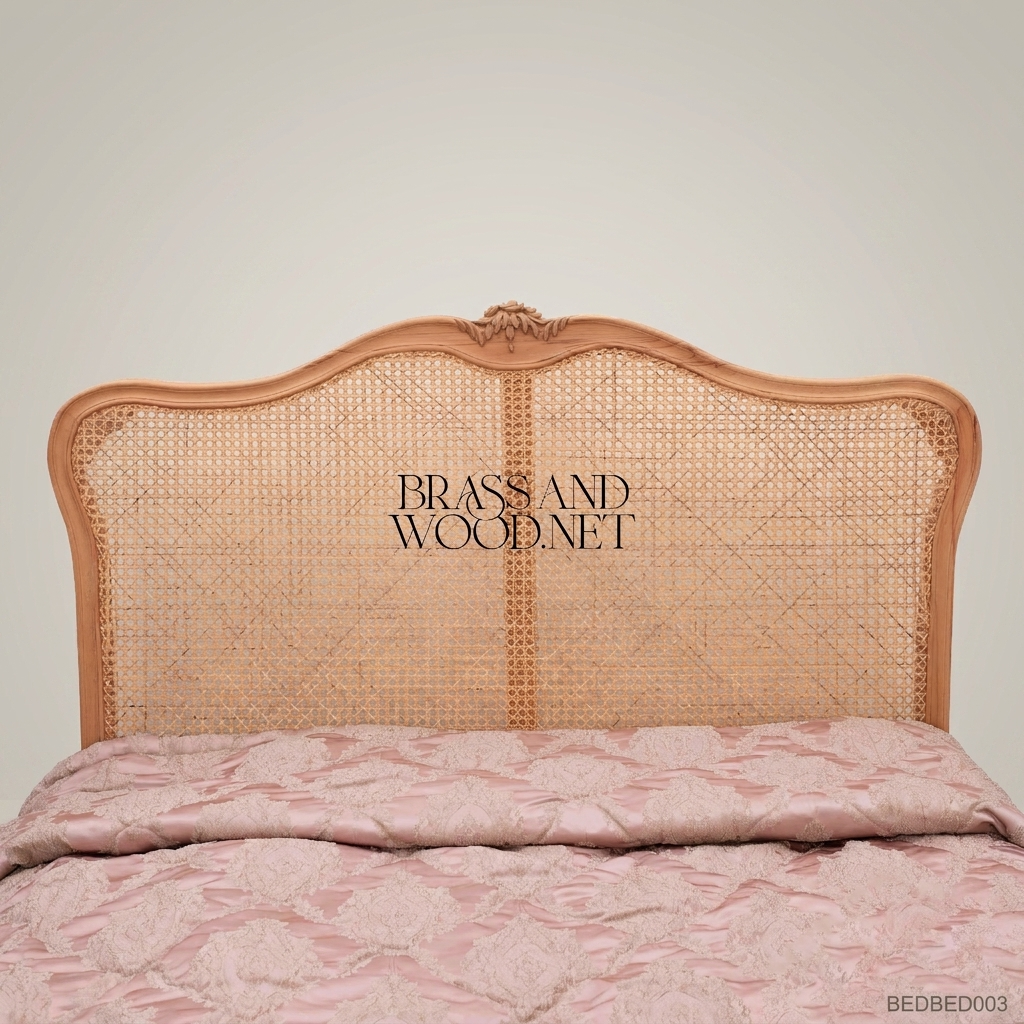 Louis XV Rococo Cane Panel Bed with Carved Shell Crest
