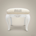 Louis XV Rococo Carved Vanity Stool - White Lacquer & Cream Velvet