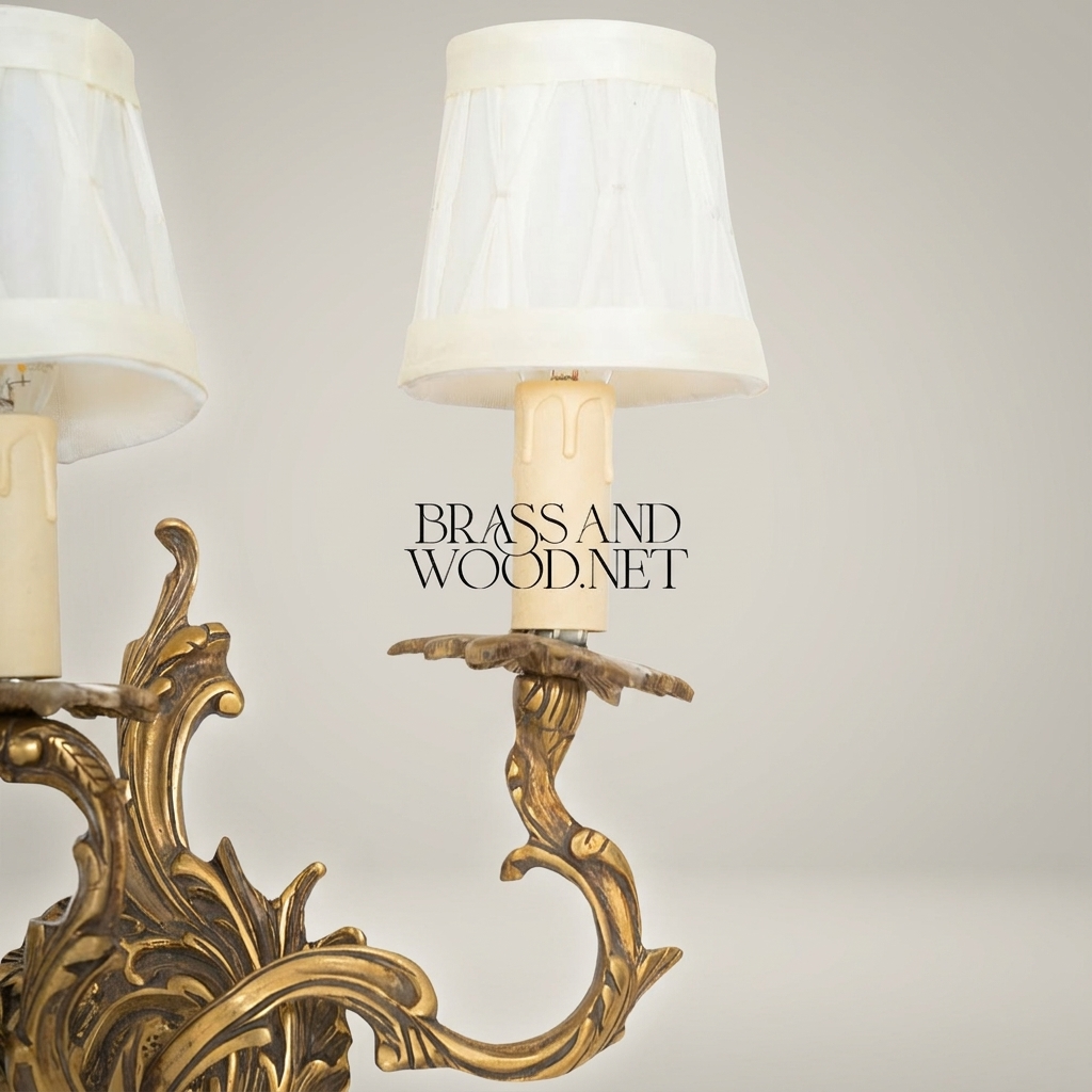 Louis XV Rococo Cast Brass 3-Arm Wall Sconce with Acanthus Scrollwork — Antique Gold