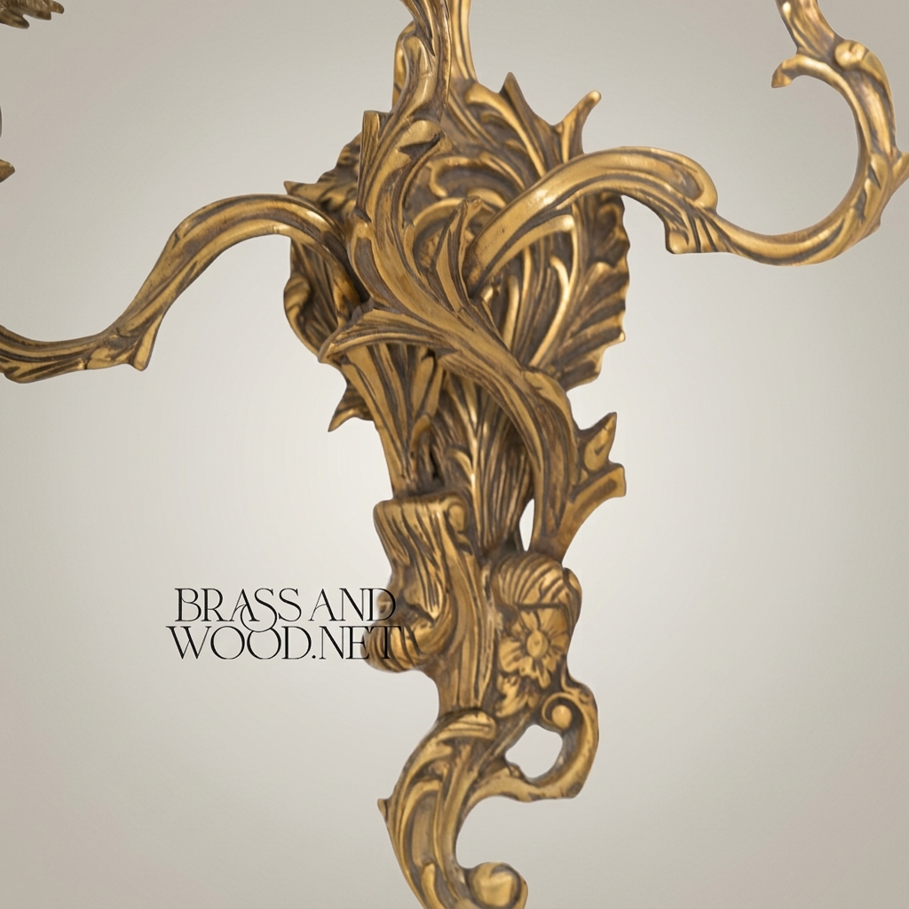 Louis XV Rococo Cast Brass 3-Arm Wall Sconce with Acanthus Scrollwork — Antique Gold