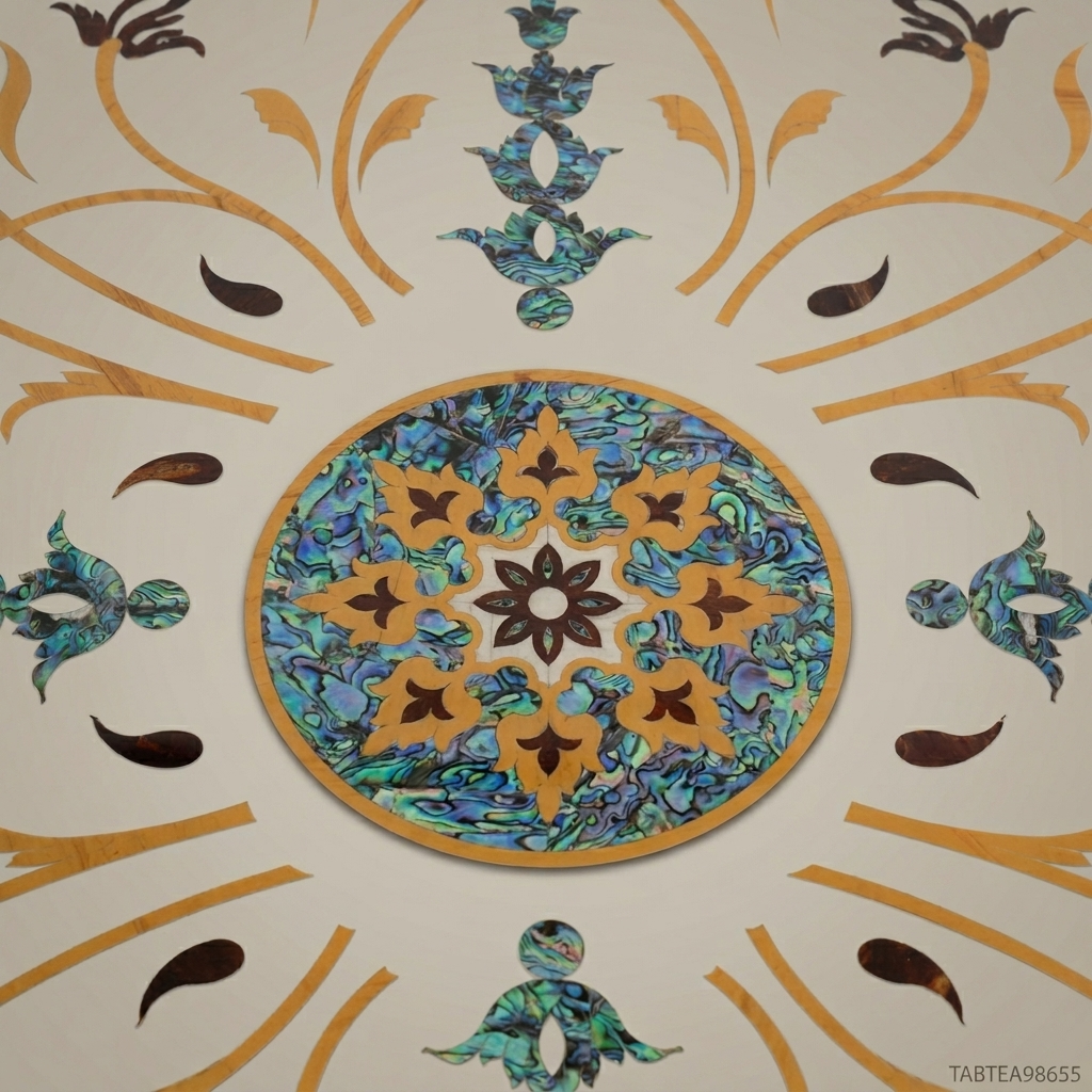 Louis XV Rococo Coffee Table | Ivory Lacquer & Gold Leaf with Floral Inlay Tabletop
