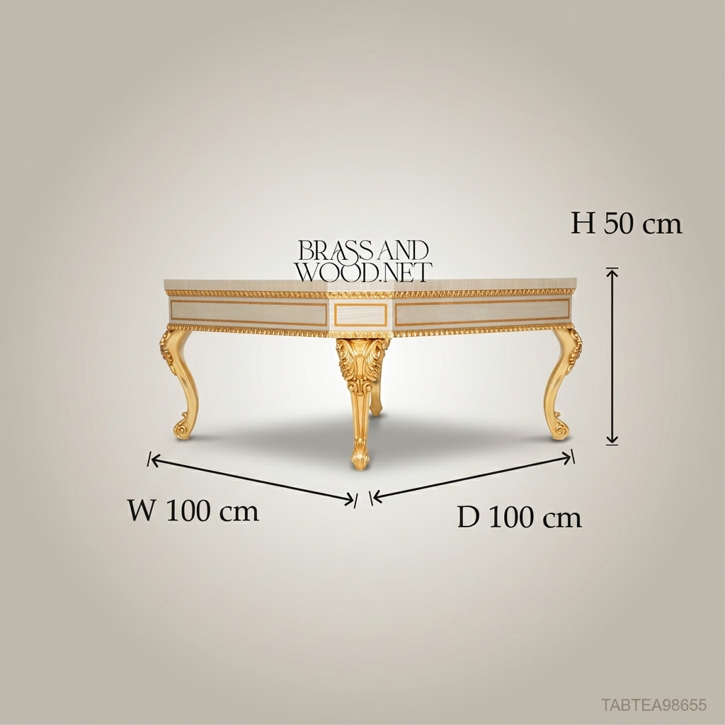 Louis XV Rococo Coffee Table | Ivory Lacquer & Gold Leaf with Floral Inlay Tabletop