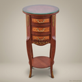 Louis XV Rococo Round Nightstand with Burlwood Inlay & Gilt Brass Mounts