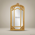 Louis XV Rococo Full-Length Floor Mirror – Gold Leaf Carved Wood Frame