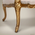 Louis XV Rococo Gilded Banquette with Pierced Acanthus Back & Tufted Blush Velvet