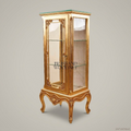 Louis XV Rococo Gilded Vitrine Cabinet - Hand-Carved Cabriole Legs & Acanthus Corner Mounts