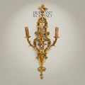 Louis XV Rococo Hand-Cast Brass 3-Arm Wall Sconce with Acanthus & Fleur-de-Lis Crown — Gold
