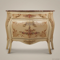 Louis XV Rococo Hand-Painted Bombe Commode with Rouge Marble Top