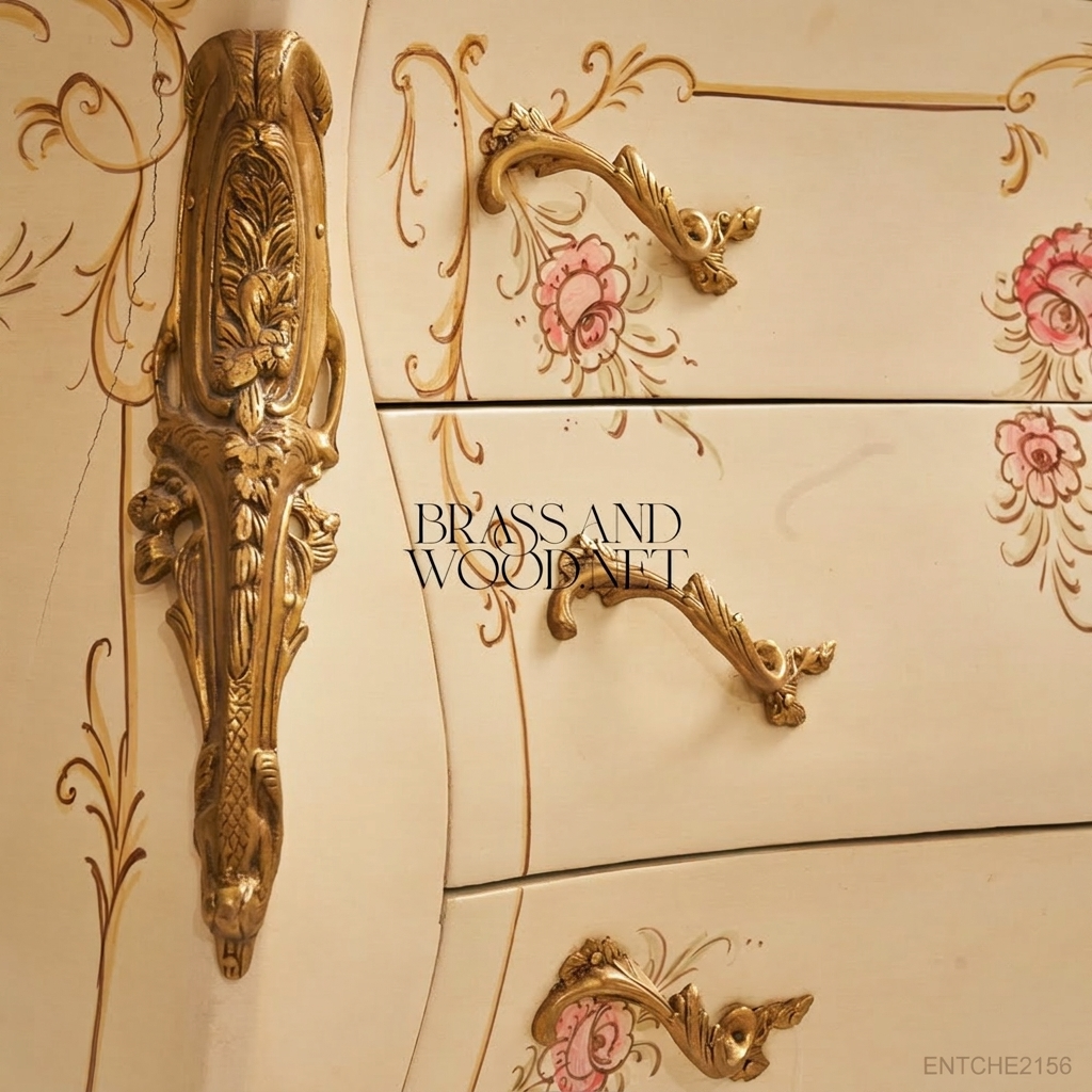 Louis XV Rococo Bombe Commode – Ivory Lacquer & Hand-Painted Florals