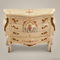 Louis XV Rococo Bombe Commode – Ivory Lacquer & Hand-Painted Florals