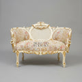 Louis XV Rococo Ivory Canapé Sofa with Cane Medallion Back & Floral Jacquard