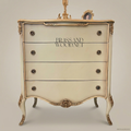 Louis XV Rococo Ivory Four-Drawer Commode with Antique Gold Cabriole Legs