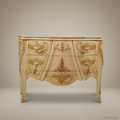 Louis XV Rococo Ivory Lacquer Commode with Hand-Painted Florals & Marble Top