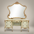 Louis XV Rococo Ivory Lacquer Dressing Table with Shaped Gilt Mirror