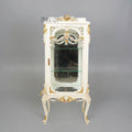 Louis XV Rococo Ivory Lacquered Display Cabinet with Gilt Floral Garland Crest