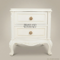 Louis XV Rococo Revival Ivory Nightstand - Bombé Drawers & Gilt Rose Pulls