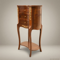 Louis XV Kidney-Shaped Nightstand with Gilt Bronze Ormolu & Walnut Marquetry