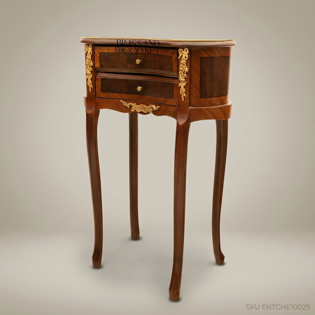 Louis XV Kidney-Shaped Nightstand with Ormolu Bronze Mounts