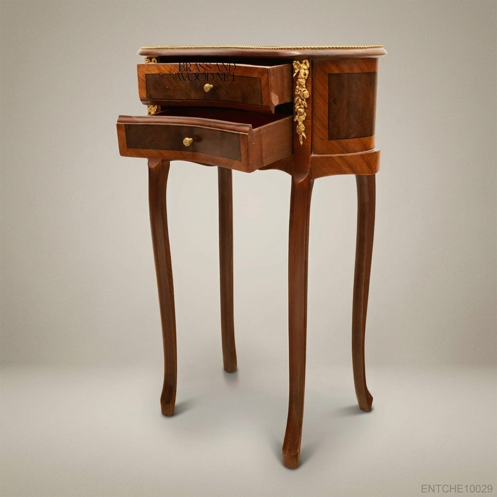 Louis XV Kidney-Shaped Nightstand with Ormolu Bronze Mounts