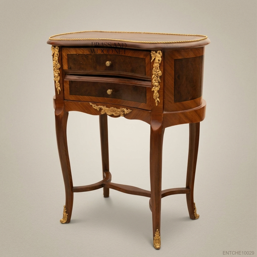 Louis XV Kidney-Shaped Nightstand with Ormolu Bronze Mounts