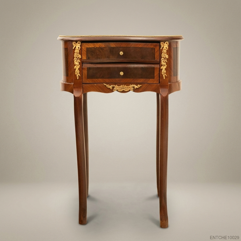 Louis XV Kidney-Shaped Nightstand with Ormolu Bronze Mounts