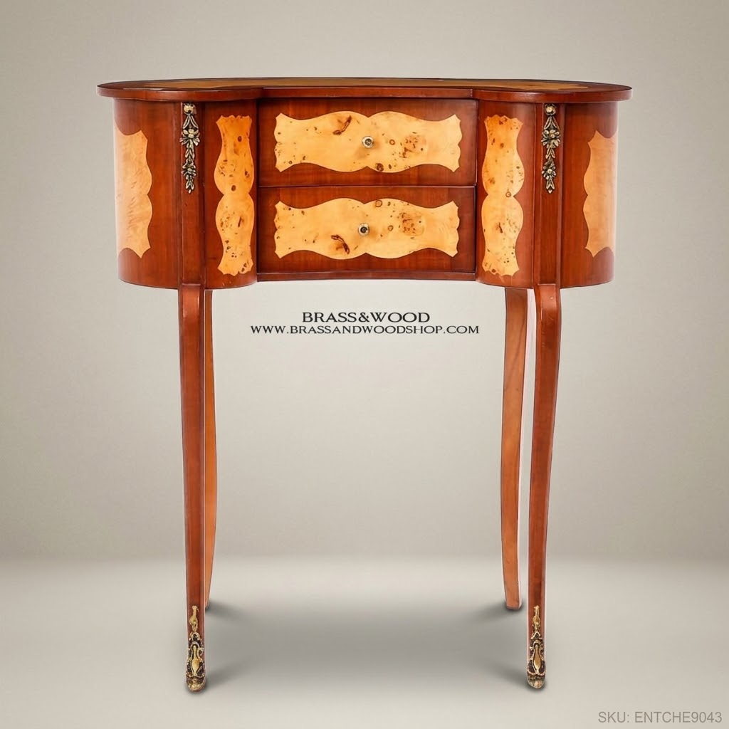Louis XV Kidney-Shaped Commode with Burl Wood Marquetry & Brass Mounts