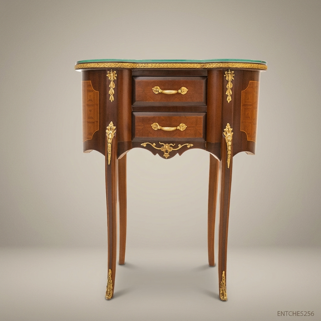 Louis XV Kidney-Shaped Nightstand with Ormolu Mounts & Marquetry